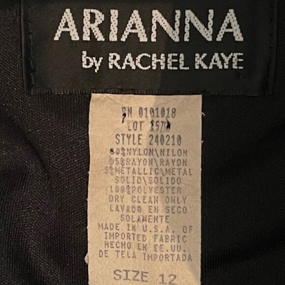 Vintage Arianna Rachel Kaye Black Silver Party Asymmetrical Midi Dress Size 12 - Picture 8 of 12